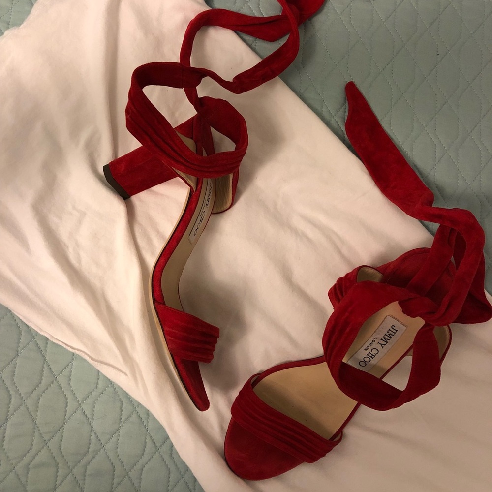 Jimmy choo Red Wrap heel sandal
